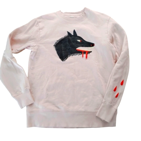 Rose Of Mercy | Pink Crew Neck Sweatshirt with Wolf Design | Size Medium - Picture 1 of 12
